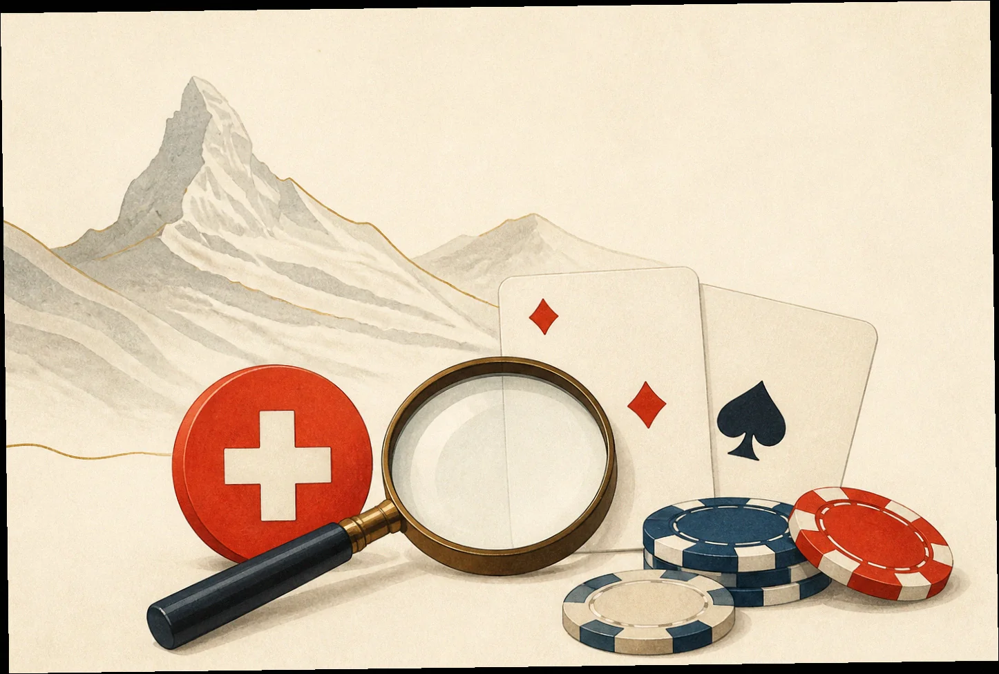 Mastercard Casino: Kartenzahlung an der Casino-Kasse vor Schweizer Alpen